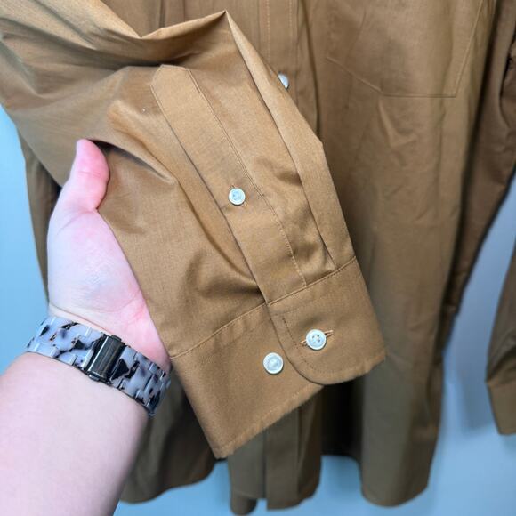 Stafford Men's Easy Care Broadcloth Travel Button Dress Shirt Brown Size XXL - Picture 3 of 5